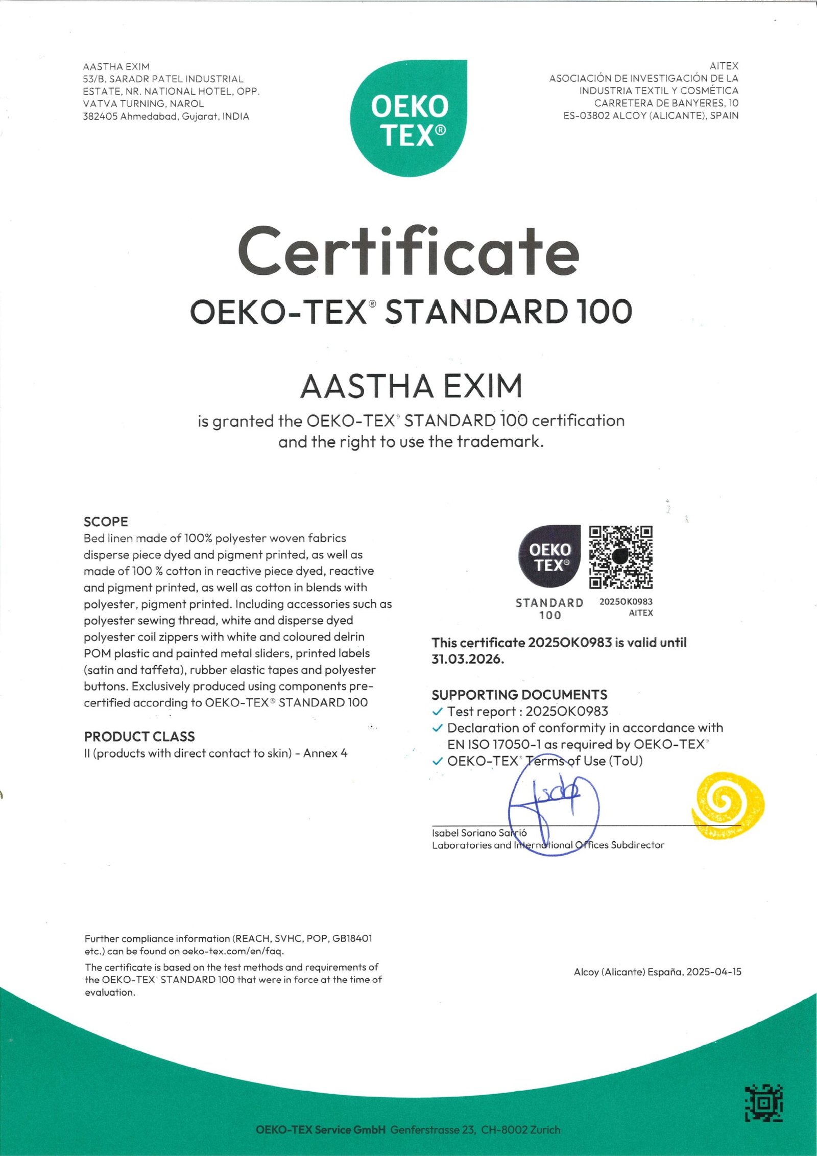 AASTHA EXIM OEKO TEX CERTIFICATE_page-0001
